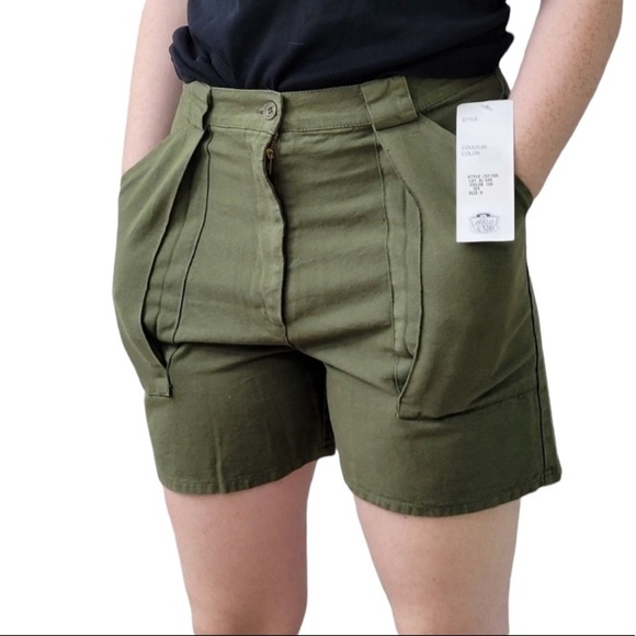 HIGH waisted 100% cotton cargo shorts vintage dead stock NWT - Picture 2 of 11